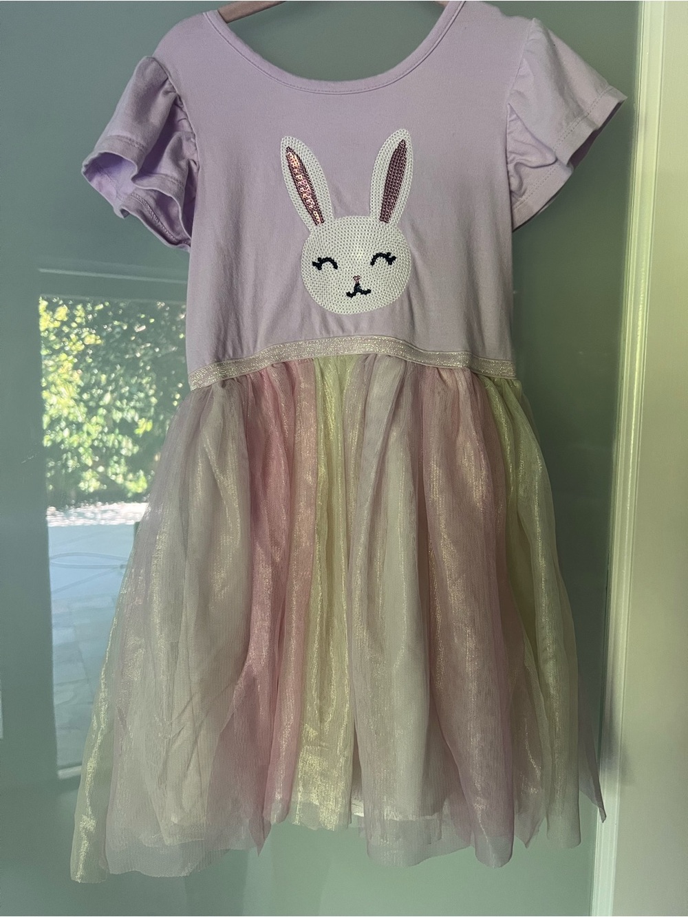 Cat & Jack Lavender Bunny Tulle Dress with Pastel Ombre Skirt